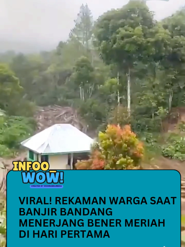 Detik-detik Banjir Bandang Menerjang Bener Meriah di Hari Pertama Viral Video amatir yang direkam oleh seorang warga di Bener Meriah, Aceh, berhasil mengabadikan momen awal terjadinya banjir bandang yang menerjang wilayah tersebut.  Dalam rekaman, tampak jelas dahsyatnya arus air yang membawa material tumpukan kayu besar melaju dari arah hulu. Bencana ini telah menimbulkan kerusakan yang sangat parah, terutama di Aceh Tamiang. Sumber video X @B3doel___ #wowbabel #infowow #wowbabelmadia 