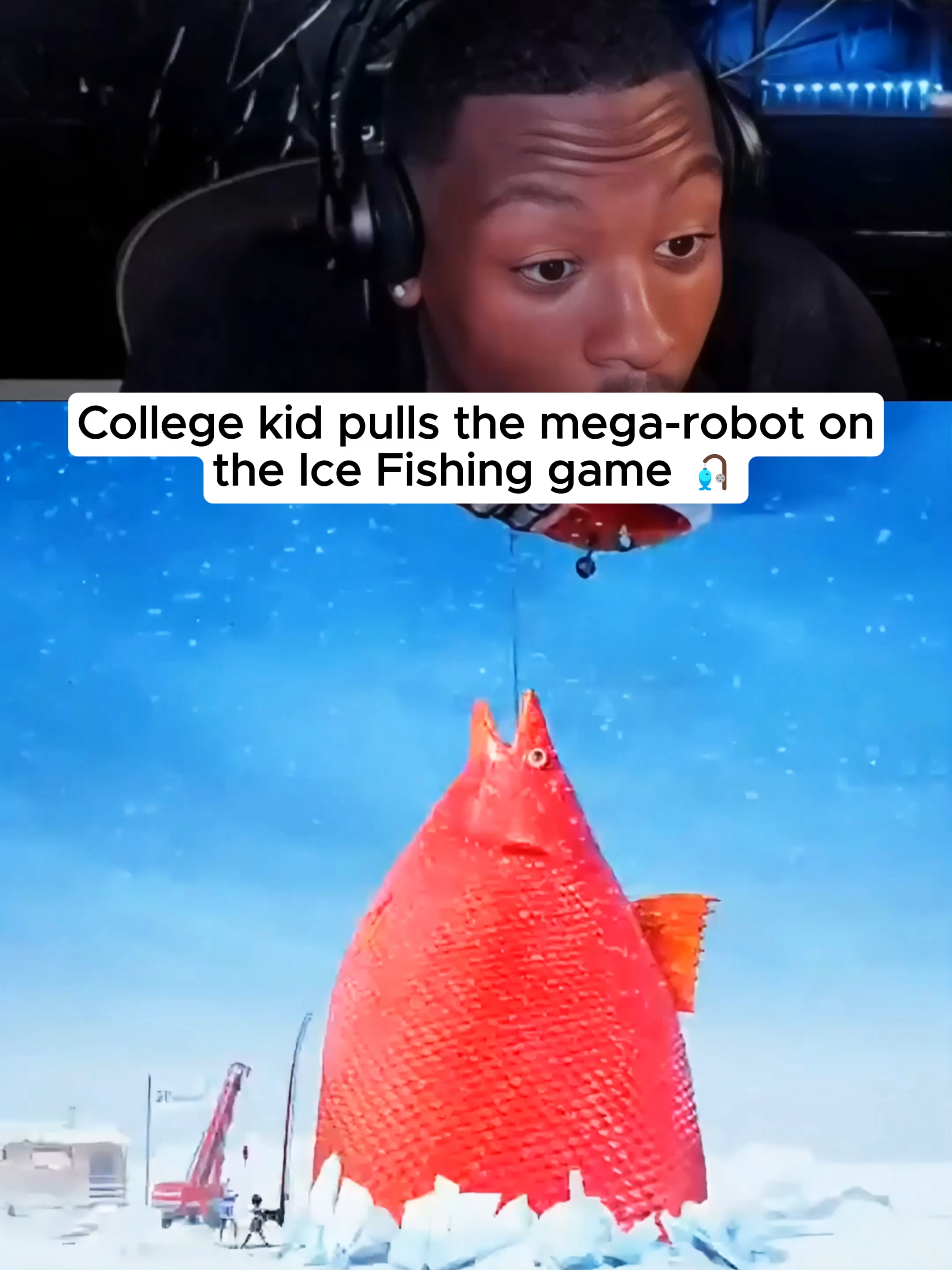 College kid pulls the mega-robot on the Ice Fishing game 🎣 #kickstreaming #kick #streaming #icefishing #bladds