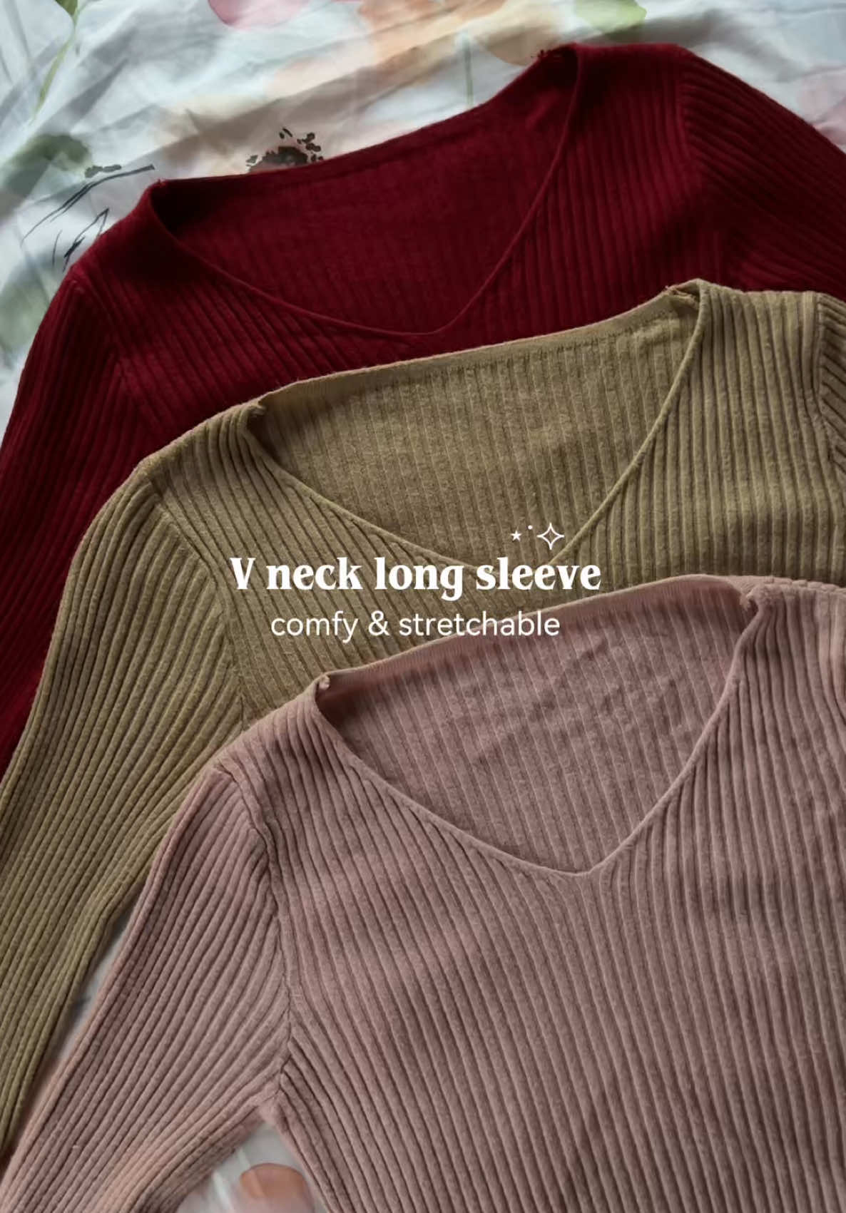 Replying to @ROSE✨ comfy & stretchable V neck long sleeve✨ can fit size XS to XXL  #knittedtop #vnecklongsleeve #longsleevetop #vnecktop #outfit 