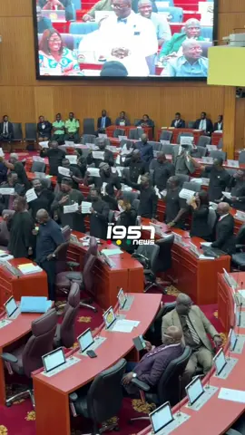 LIVE | Minority Members of Parliament hoot at the Clerk to Parliament as they protest the declaration of the Kpandai seat as vacant.