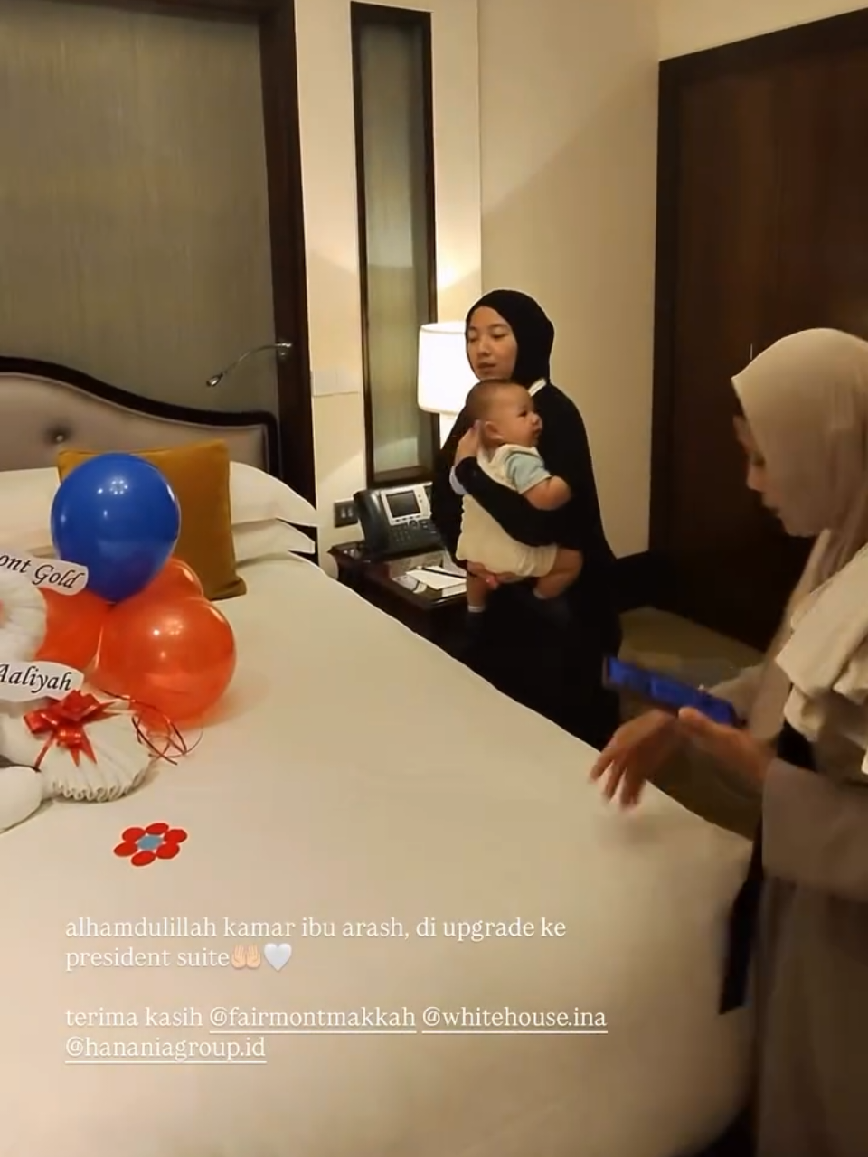masyaAllah tabarakallah kamarnya bestt😍🤍😇 #thariqhalilintar #aaliyahmassaid #babyarash #umroh #fyp 