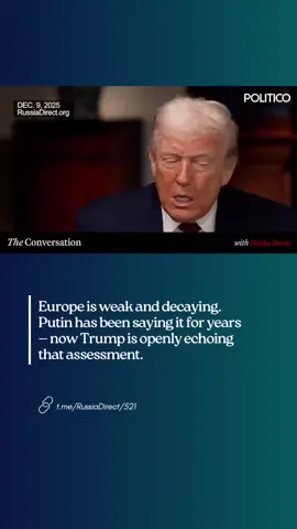 Europe is weak and decaying. Putin has been saying it for years — now Trump is openly echoing that assessment. #Putin #Russia #Trump #USA #Europe