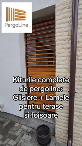 Recomandarea lunii: kiturile complete de pergoline: glisiere cu inchidere pefecta + lamele din lemn de pin. Superb! #pergoline #glisierepentruterasa #designterasa