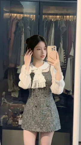 Set váy dạ ép phối sơ mi tơ, đầm xinh