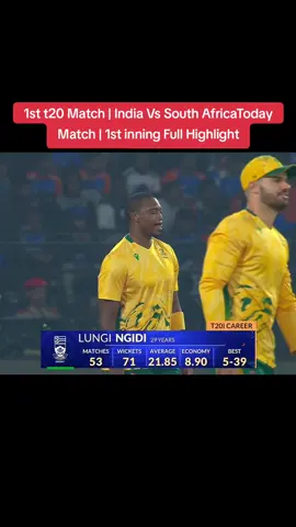 1st t20 Match | India Vs South AfricaToday Match | 1st inning Full Highlight...🔥👀🥵🎶#1millionviews #foruyou #cricketlover #highlights #atif_efitz_40 @𝐀𝐓𝐈𝐅 🤍🎶🌺 
