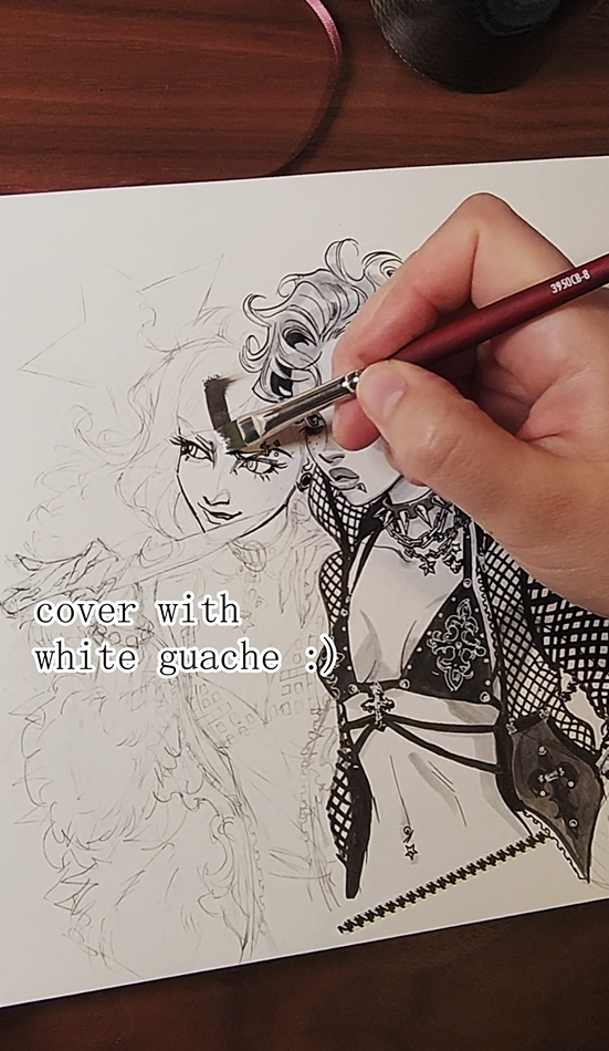 It’s incredibly frustrating when that happens 😂 But nothing some white paint and strategic shadows can’t fix! #traditionalart #traditionaldrawing #gloamingvale #inkdrawing #inkart