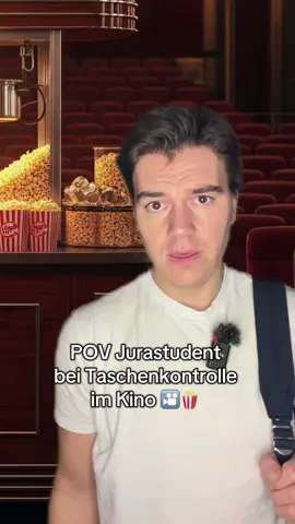 Ich empfehle allerdings: Entweder Tasche zu Hause lassen oder reingucken lassen. Außer ihr wollt Spaß haben. Aber dann kann es trotzdem zum Hausverbot kommen. Ob das zulässig ist, ist eine andere Frage, aber das Kino sitzt am längeren Hebel.  #pov #jurastudent #taschenkontrolle #kino #juraimalltag 