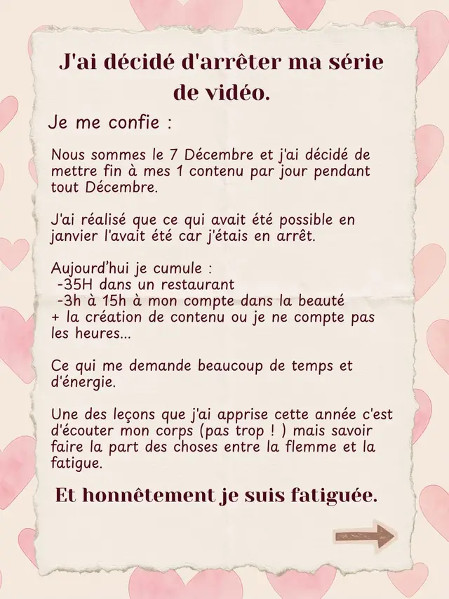 J'ai mis quelques jours à vous poster ce message à cœur ouvert ❤️‍🩹  Les contenus continuerons mais avec un rythme qui me permet de faire primer la qualité 🫶🏼 #creatriceugc #contentcreator #ugclyon 