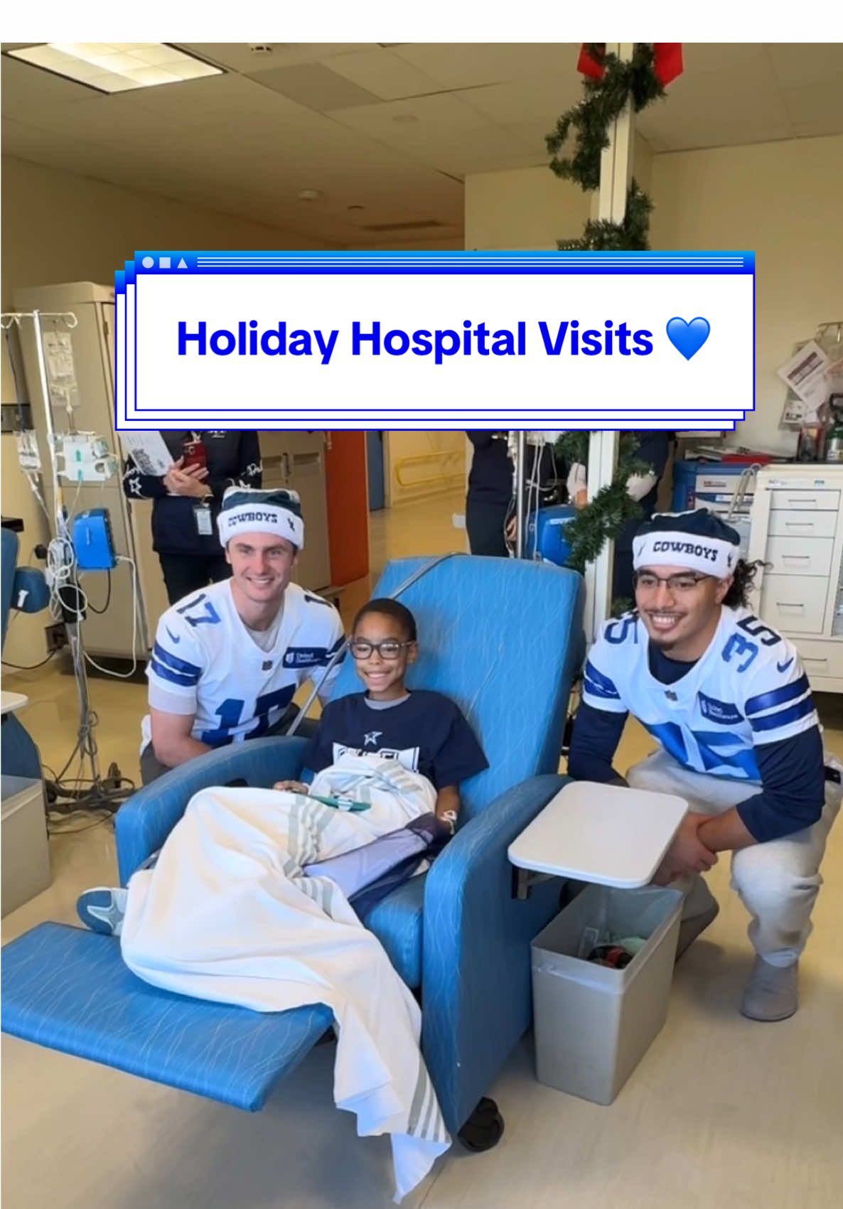 Spreading Holiday Cheer ☃️ We spent time visiting with patients in local hospitals yesterday to hand out gifts and spread holiday cheer! #FootballisFamily #DallasCowboys #NFL #wholesome #hospital 