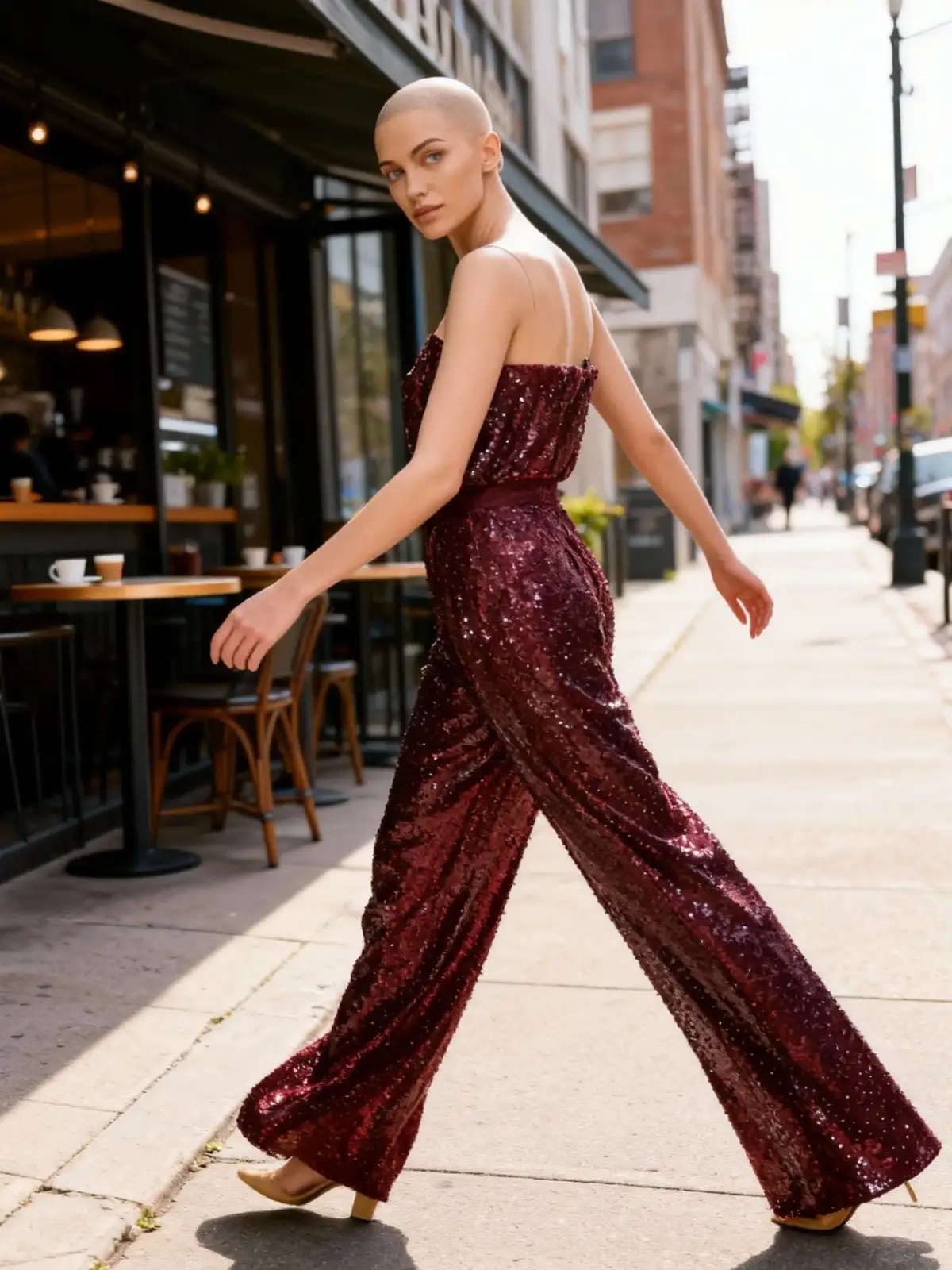 Slip into this burgundy sequin jumpsuit and shine without saying a word.  Where Elegance meets attitude! Lady of Caliber, Prince Charles Shopping Center 