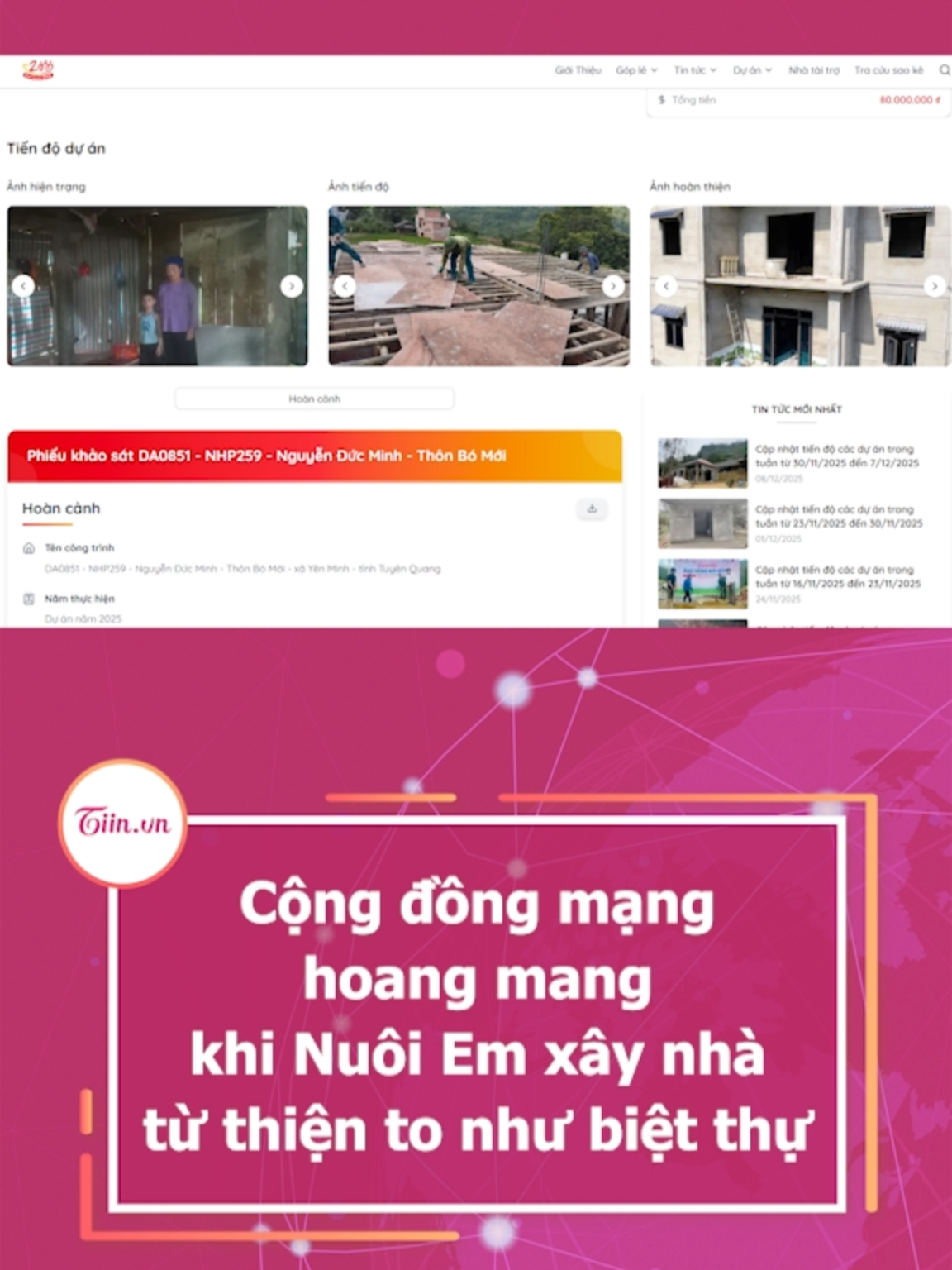 Cộng đồng mạng hoang mang khi Nuôi Em xây nhà từ thiện to như biệt thự #tiinnews #nuoiem