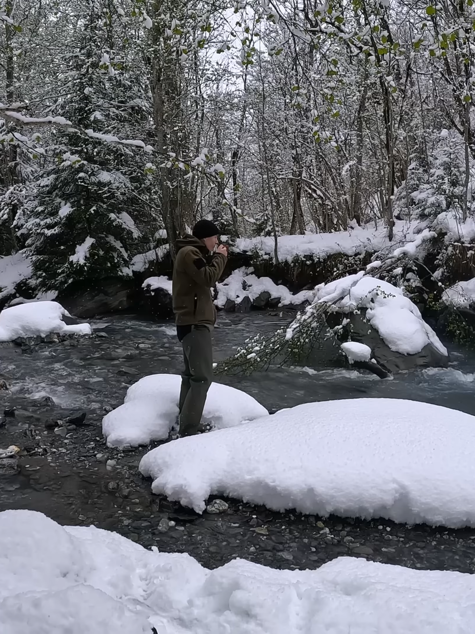 0006- Hot Tent Camping  in deep Winter & Catch and Cook