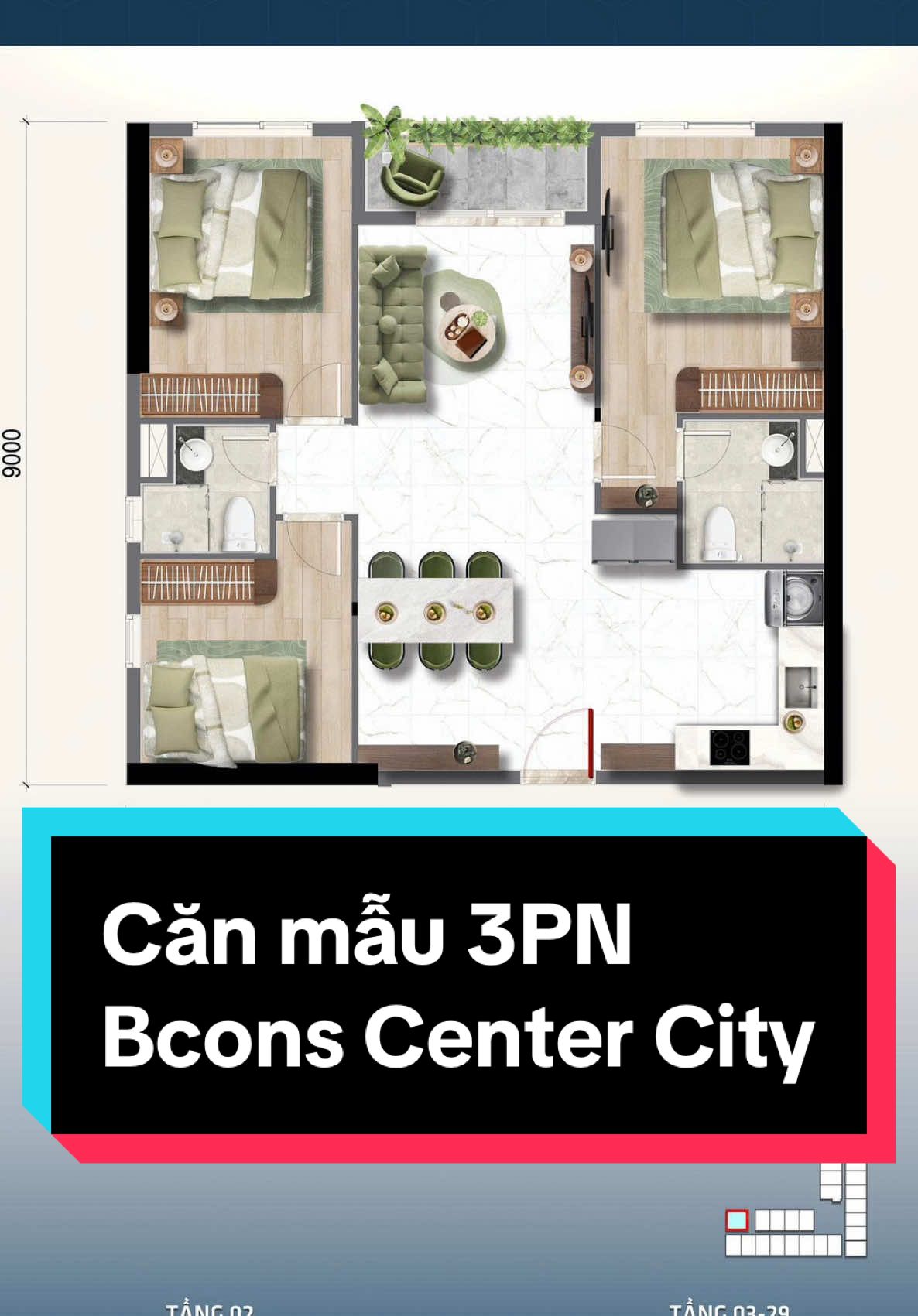 ✅ Lần đầu dự án Bcons Center City có căn hộ mẫu 3 phòng ngủ rộng rãi. #langdaihoc #bconscentercity #quynhtrumbcons #bconscity #duanbcons 