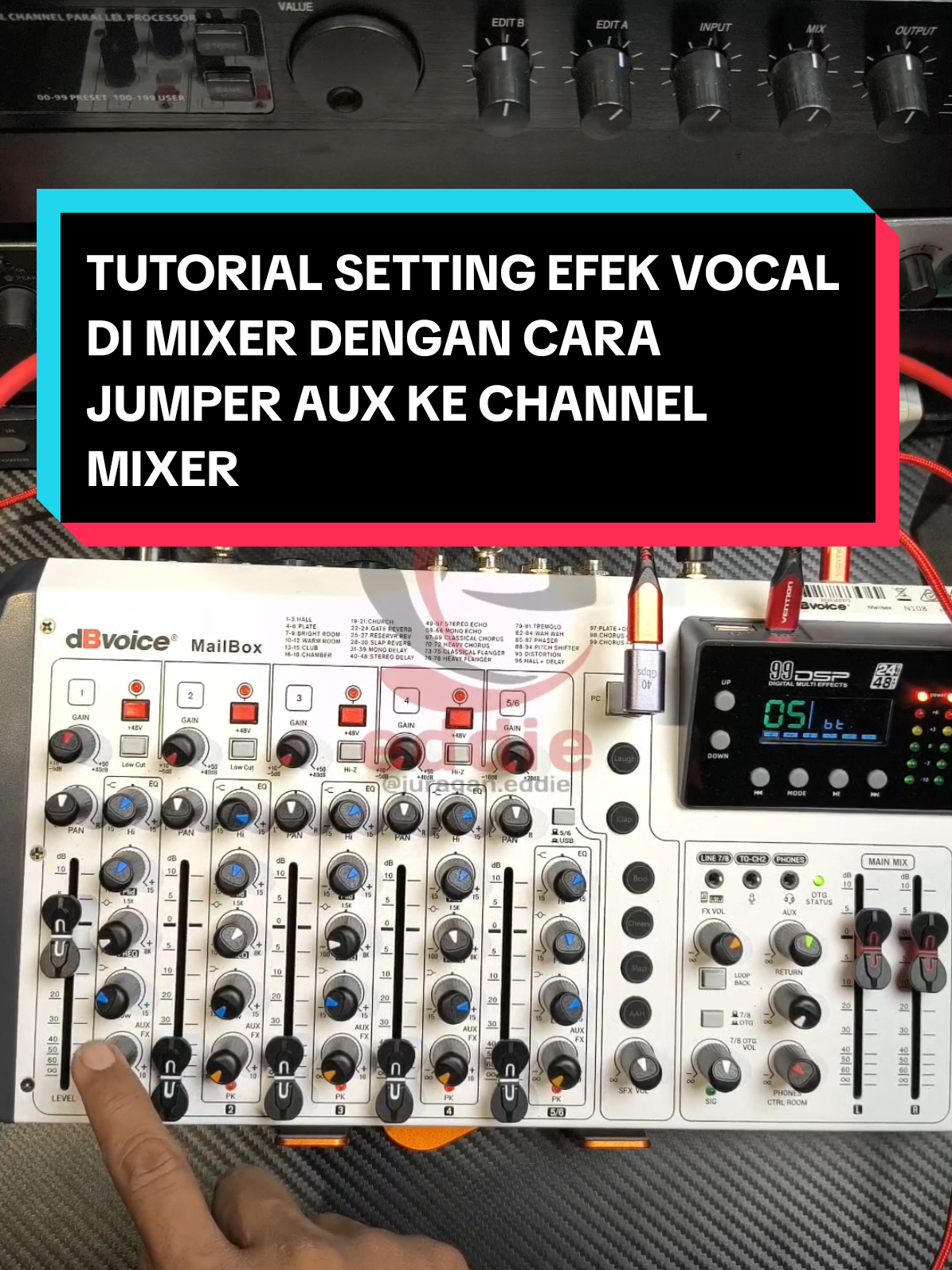 Tutorial setting efek vocal biar NYESS di mixer audio dengan cara jumper Aux ke channel mixer #tutorial #mic #mixeraudio #jumper 