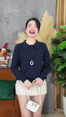 Áo len dài tay cổ polo phối cúc điệu #aolen #aolennu #aocardigan #aocardigannu #aocardiganlen 