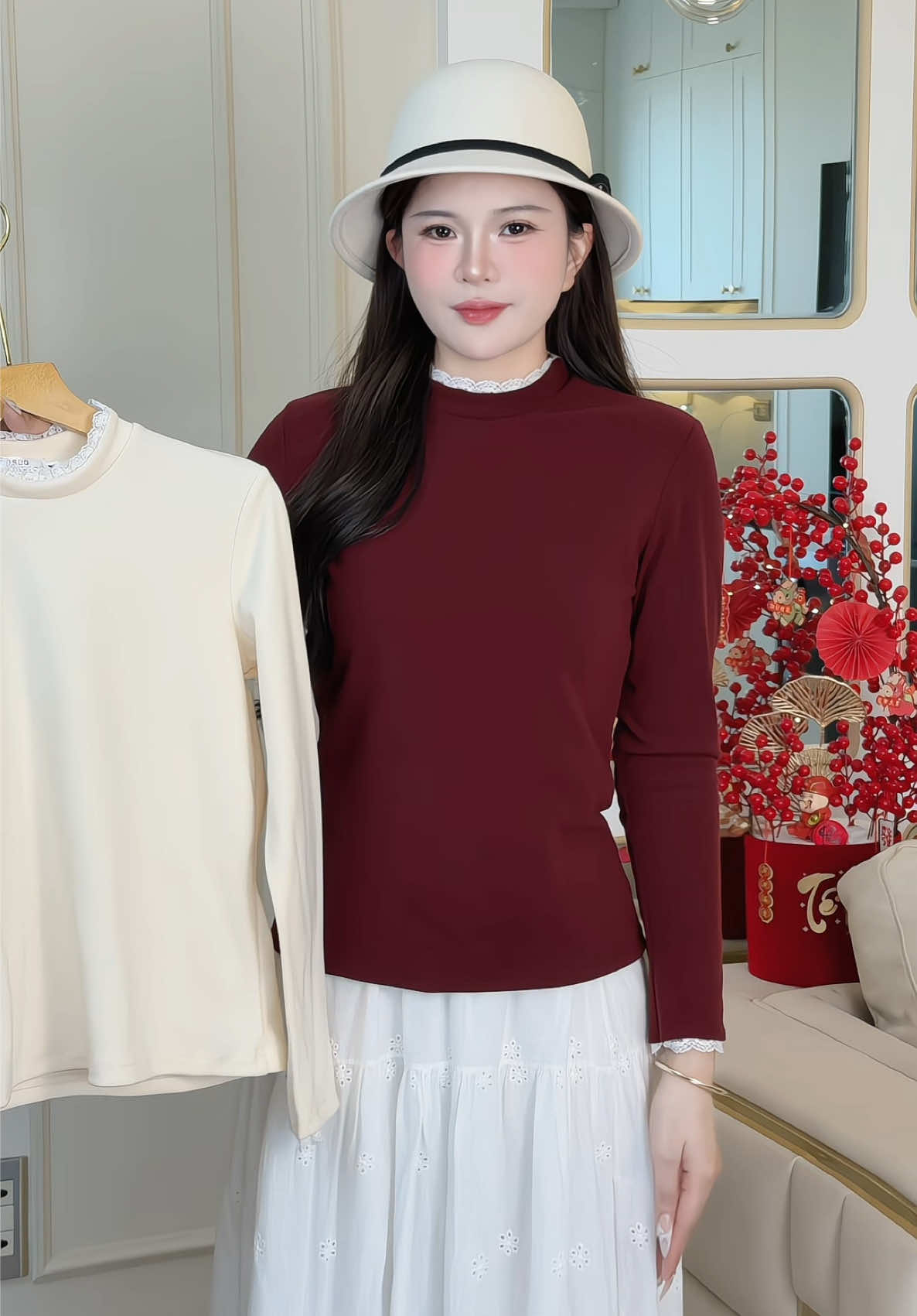 Áo giữ nhiệt cổ ren dễ thương #champhanreview #aogiunhiet 