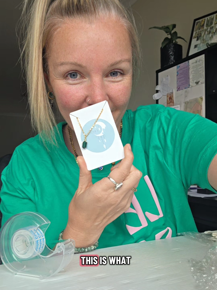 What do you think of our Crystal Necklace packaging, would you be happy opening up a crystal necklace packaged like this ? I do love the bags as they are a great way to store your necklaces when not in use and keep them safe 🫶🫶 p.s I also love packing your crystal jewellery orders they make my day everytime 🥰 Thank you ❤️ #crystaljewelleryaustralia  #crystalshopaustralia  #crystaltok  #crystalsaustralia  #aussie  #aussiegirl 