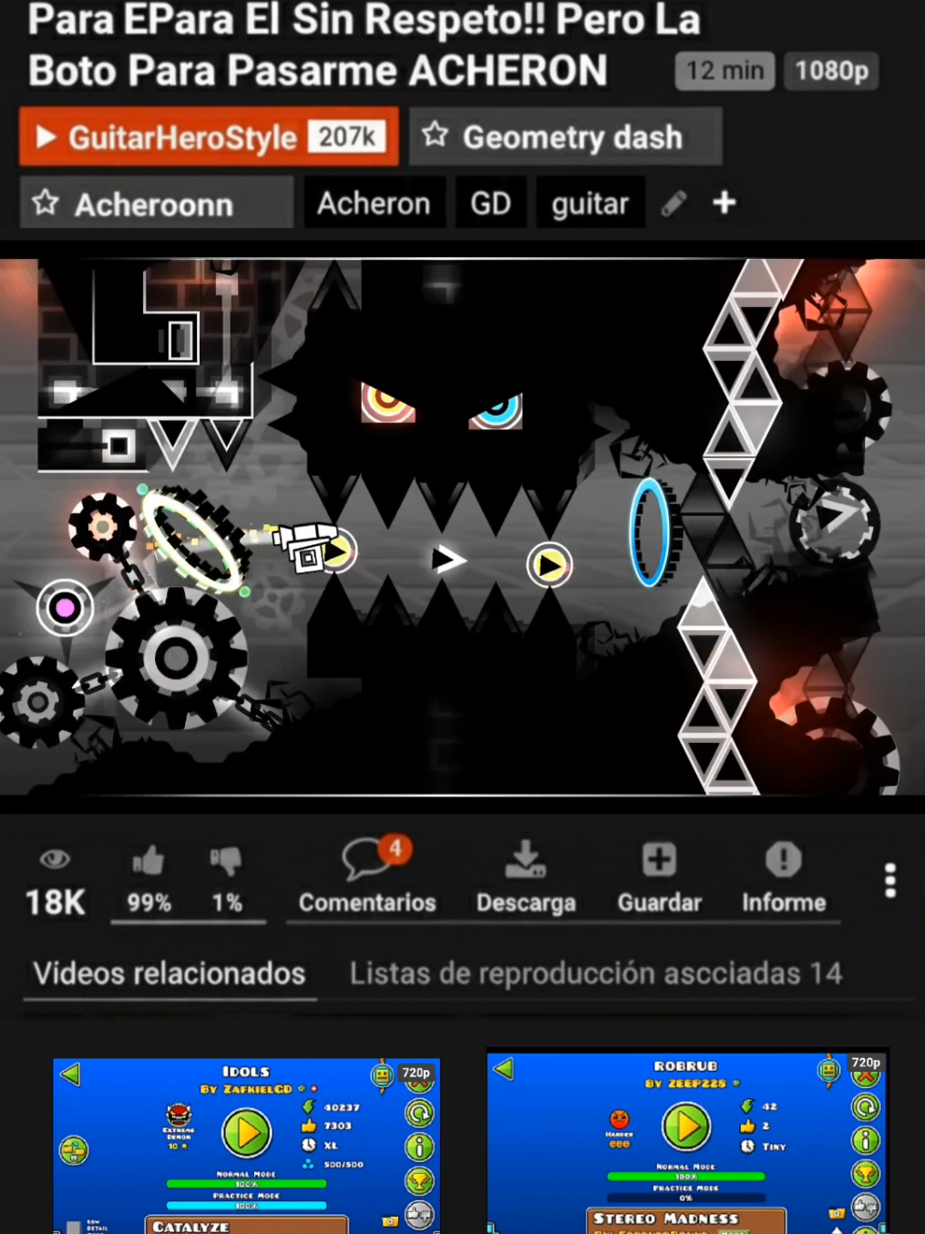 Bro se pasó Acheron 👀🔥  #geometrydash #viral #guitarherostyles #acheron #fypage 