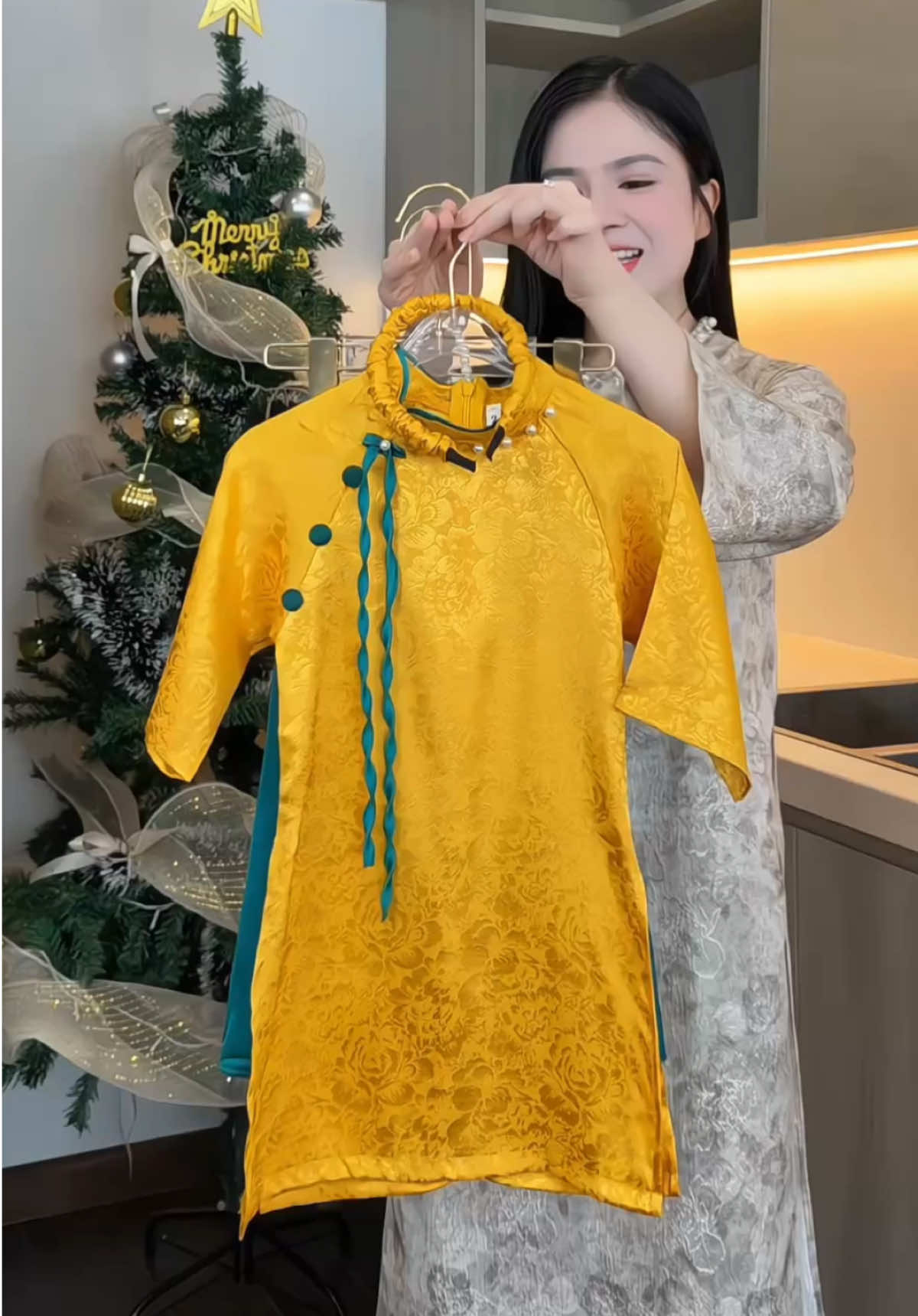 Set áo dài tết gấm 