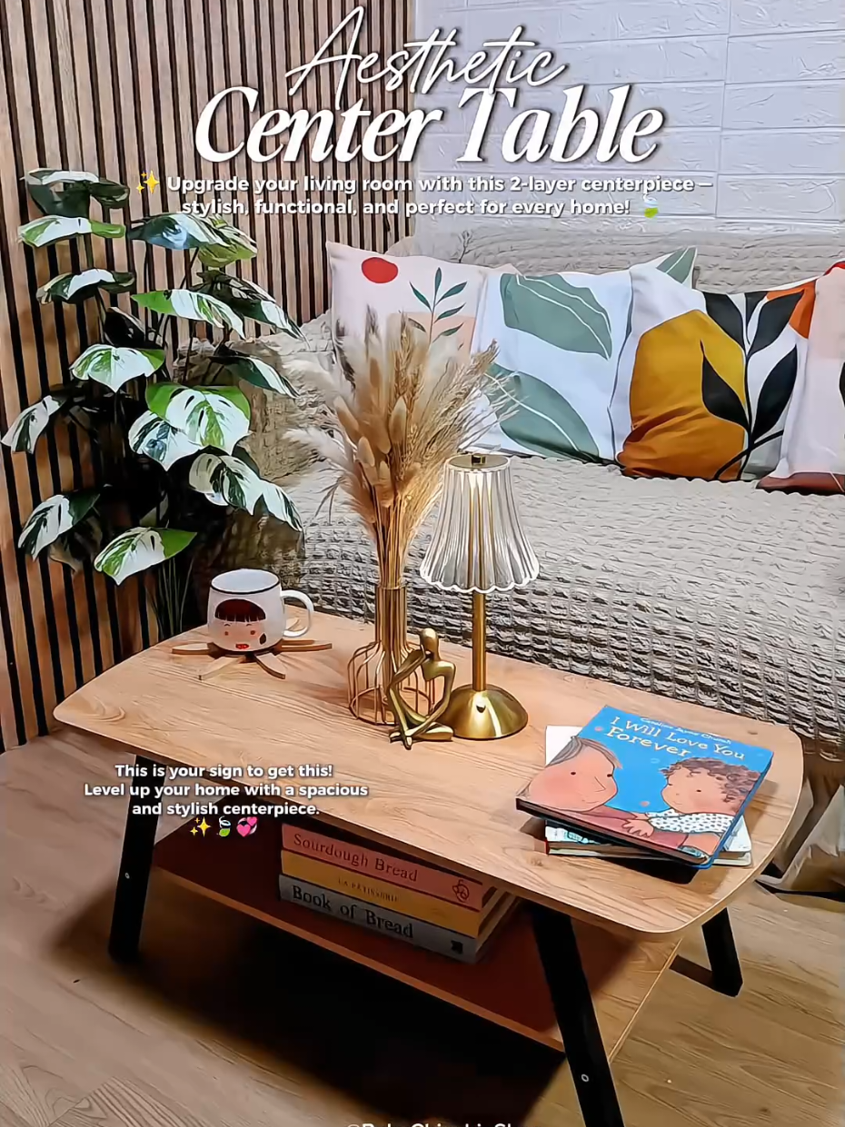 🌷Upgrade your living room with this stylish and functional Nordic-style center table. 🍃 #CenterTable #CoffeeTable #WoodenTable #AestheticTable #HomeDecor 