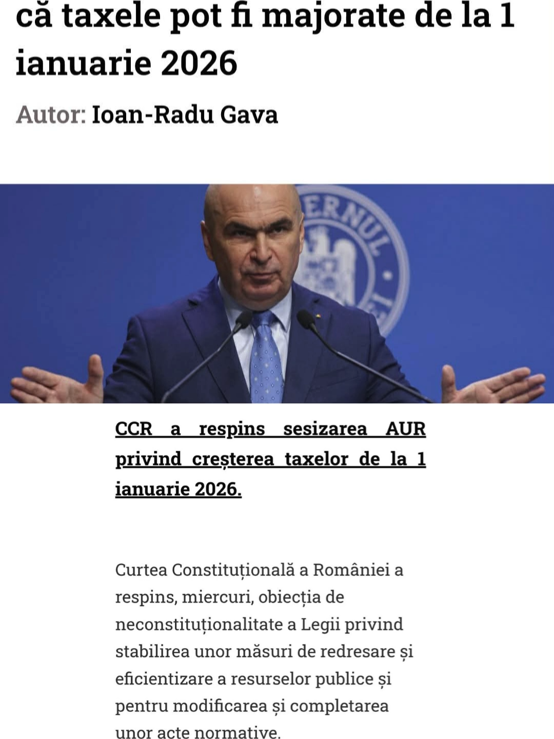 Taxe locale mai mari cu 70% din 2026 #iliebolojan #ccr