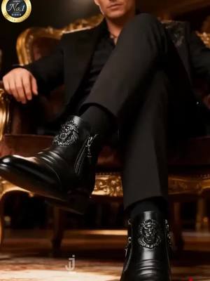 Herren-Lederstiefeletten mit doppeltem seitlichem Reißverschluss und spitzer Zehenpartie