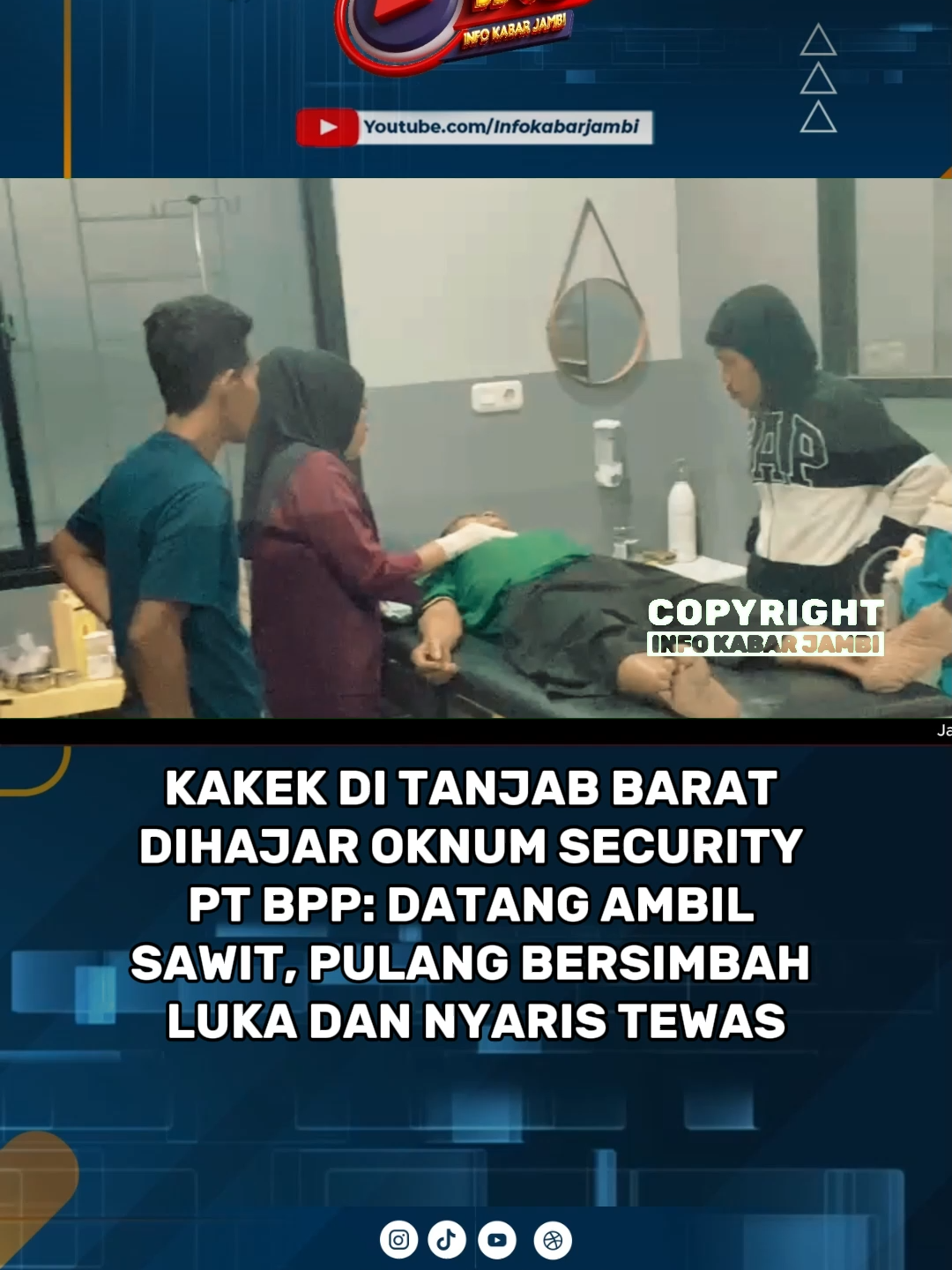 Video ini berisi laporan mengenai dugaan tindakan tidak semestinya yang dialami seorang warga lanjut usia di Tanjung Jabung Barat. Kasus ini sedang dalam proses penanganan pihak berwenang, dan informasi di video disampaikan untuk tujuan pemberitaan serta edukasi publik. Kami mengedepankan asas berimbang dalam setiap penyajian berita. Pihak perusahaan dan pihak keamanan yang disebut dalam laporan ini memiliki hak untuk memberikan klarifikasi atau tanggapan resmi. Konten ini tidak bertujuan menyudutkan pihak manapun, melainkan menghadirkan fakta berdasarkan keterangan awal dari para pihak terkait. Penonton diimbau untuk tidak menyebarkan komentar negatif atau ujaran kebencian. Untuk perkembangan terbaru dan hak jawab dari pihak terkait, silakan ikuti update selanjutnya di Info Kabar Jambi.