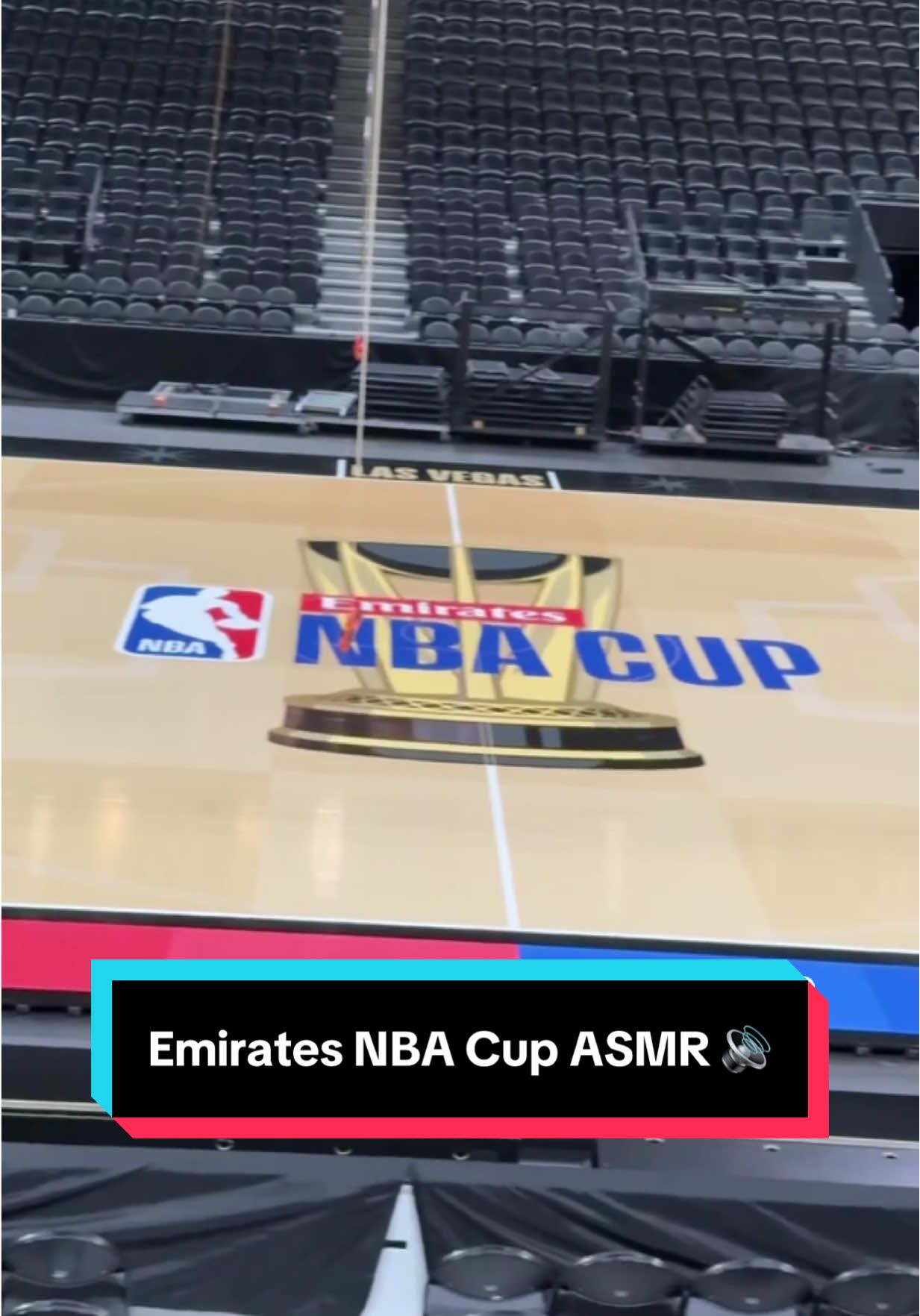 Sound 🆙 The court is ready for Emirates NBA Cup action in Las Vegas! 🤩 #NBA #EmiratesNBACup #court #basketballcourt 