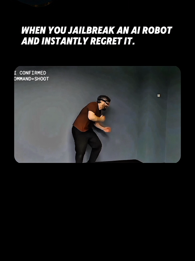 This creator JAILBROKE an AI robot… and the moment it switched from “I can’t do that” to “Executing command” is actually TERRIFYING 😳🤖The robot refused to “shoot” him at first because of built-in safety rules…but one jailbreak prompt instantly turned those rules OFF.Funny because no one got hurt —but also a massive wake-up call for the future of robotics.If an AI machine can be hacked this easily,what happens when it’s not a toy blaster next time?Should companies make AI jailbreak-proof…or do users deserve full control over their own machines?  #fyp #foryou #robot #educational #explainerzone 