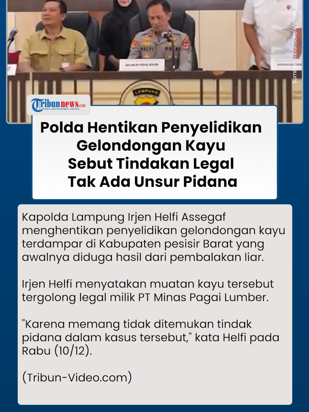 Polda Lampung Hentikan Penyelidikan Gelondongan Kayu, Sebut Tindakan Legal Tak Ada Unsur Pidana #poldalampung #gelondongankayu #beritaterkini #tiktokberita