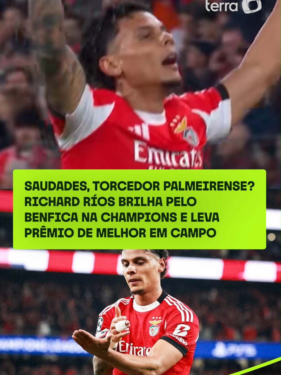 Saudades, torcedor palmeirense? 👀💚 Richard Ríos brilhou na Champions! ⭐️ Gol, assistência e prêmio de Player of the Match na vitória do Benfica por 2x0 sobre o Napoli. O colombiano comandou tudo no meio-campo e deixou os portugueses em festa! 🔥⚽ #ChampionsLeague #Benfica #RichardRios #Palmeiras #terraesportes
