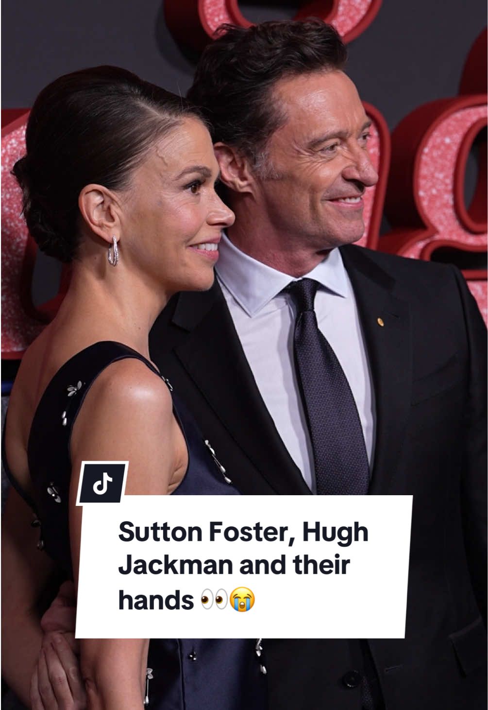 We see those hands! Sutton Foster and Hugh Jackman were caught being adorable at the Sing Song Blue premiere.