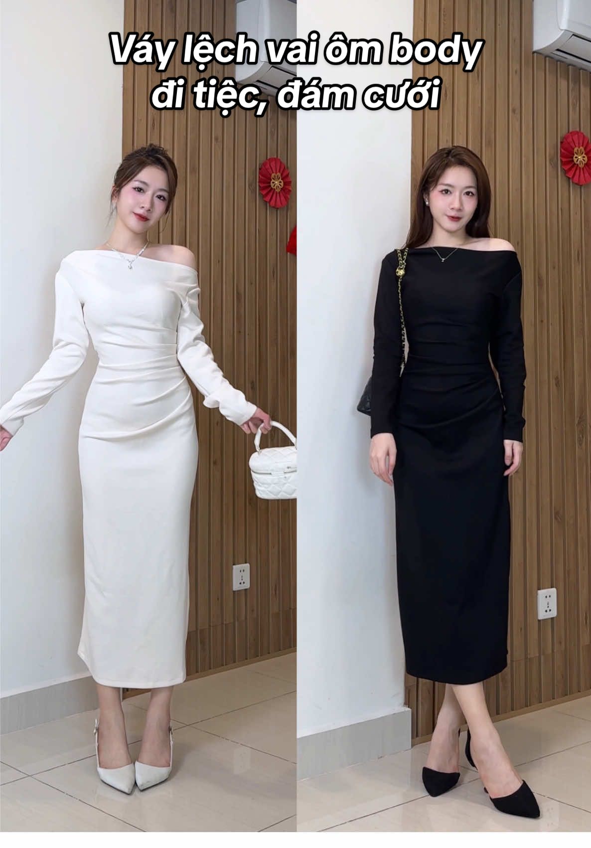 Trả lời @THƯ BÙI Váy lệch vai ôm body đi ăn cưới, tiệc cuối năm✨#henioimacgi #mydress #yep #váy #diancuoi 